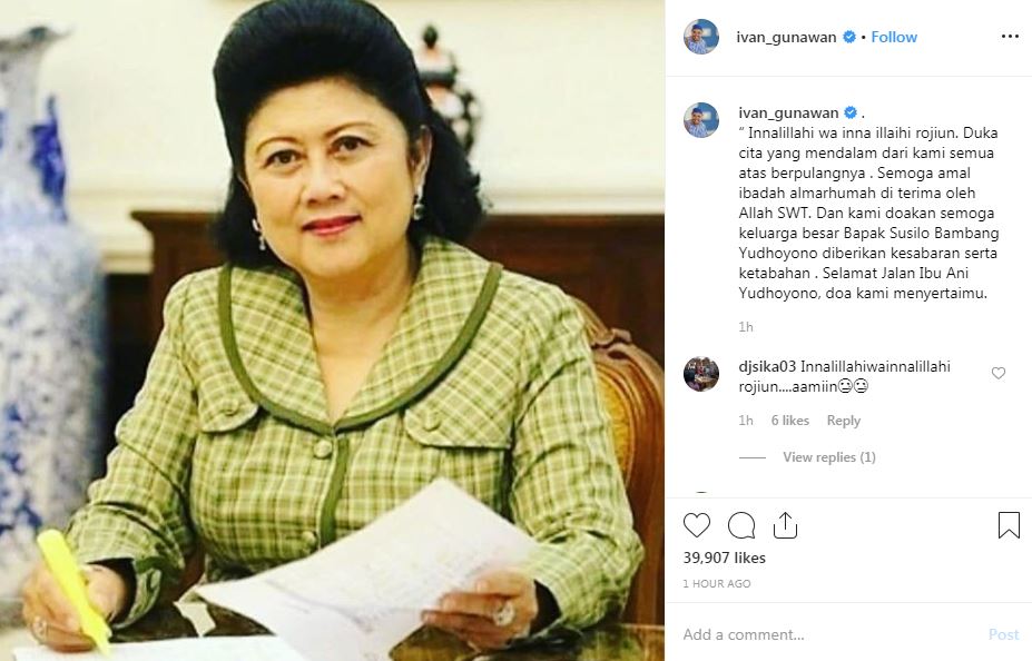 Ungkapan duka 12 seleb Tanah Air untuk Ani Yudhoyono