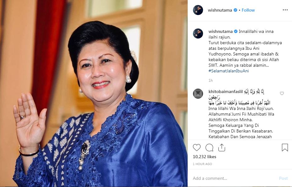 Ungkapan duka 12 seleb Tanah Air untuk Ani Yudhoyono