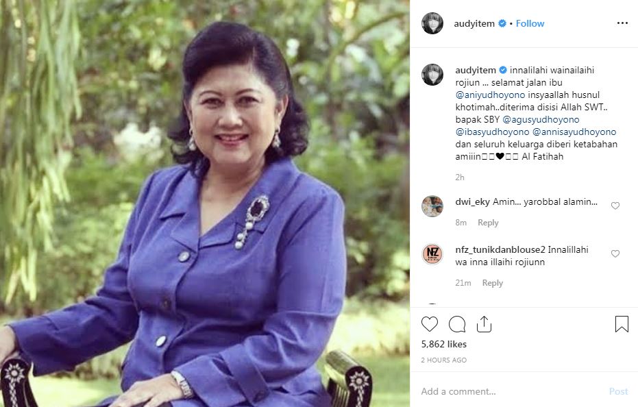 Ungkapan duka 12 seleb Tanah Air untuk Ani Yudhoyono