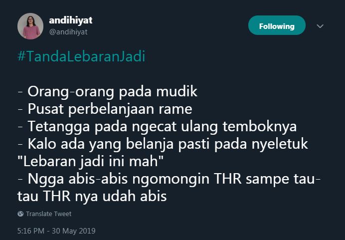 10 Cuitan lucu 'tanda Lebaran jadi' ini bikin senyum tipis