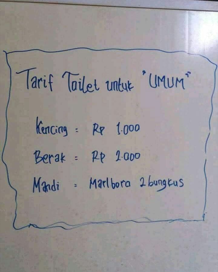 10 Pengumuman tarif toilet umum ini bikin mikir keras