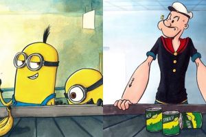 11 Ilustrasi ini gambarkan karakter film saat belanja di supermarket