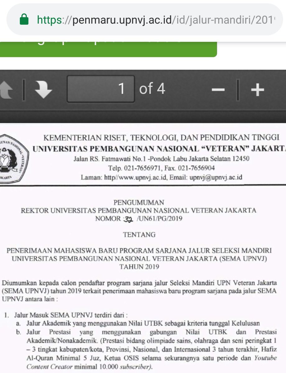 Viral syarat masuk kuliah kampus di Jakarta modal 10 ribu subscriber