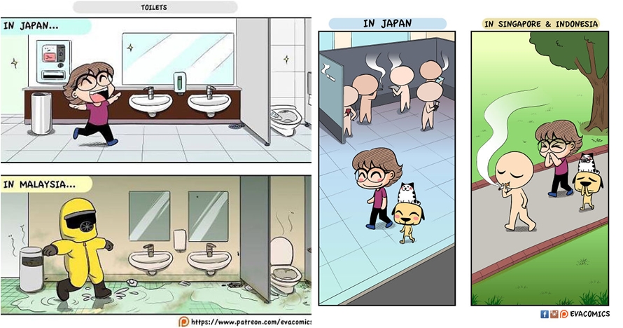 10 Ilustrasi kehidupan Jepang vs negara lain ini bikin angguk setuju