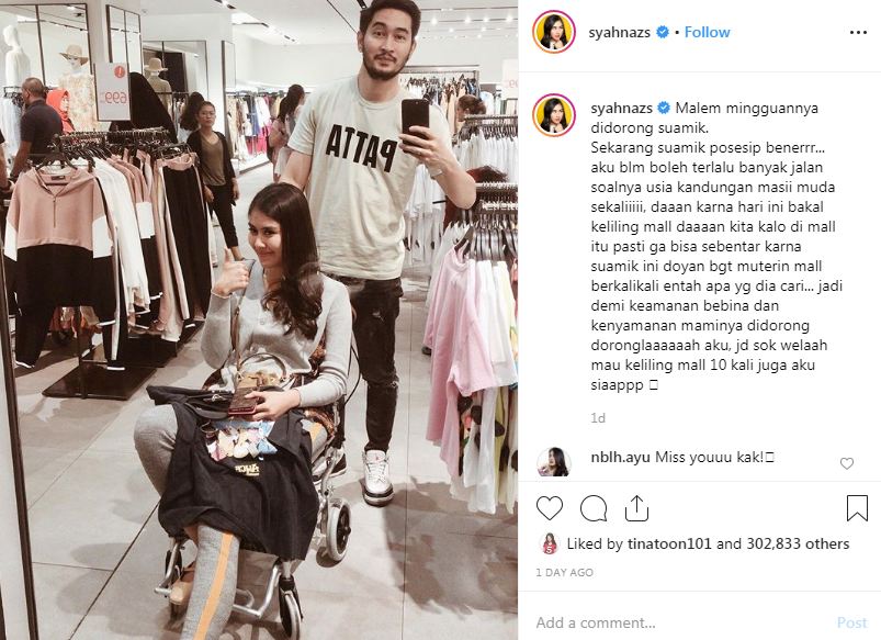 Hamil muda, potret Syahnaz pakai kursi roda ini jadi sorotan