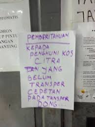 10 Pengumuman pembayaran kos ini mengundang senyum