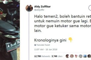 Viral pria motornya tertukar dan baru sadar saat tiba di rumah