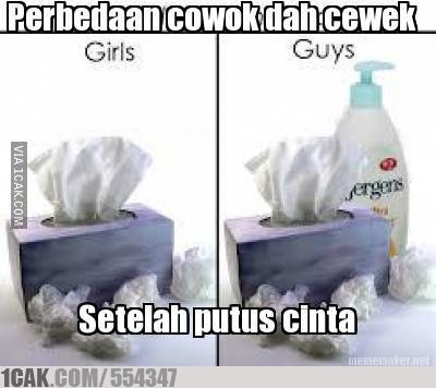 14 Meme lucu perbedaan cewek dan cowok saat putus