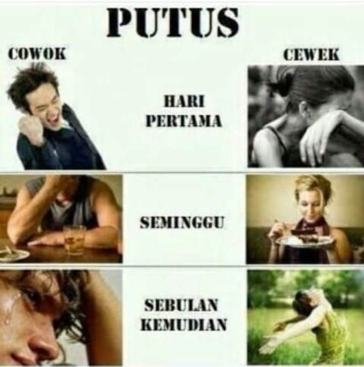 14 Meme lucu perbedaan cewek dan cowok saat putus