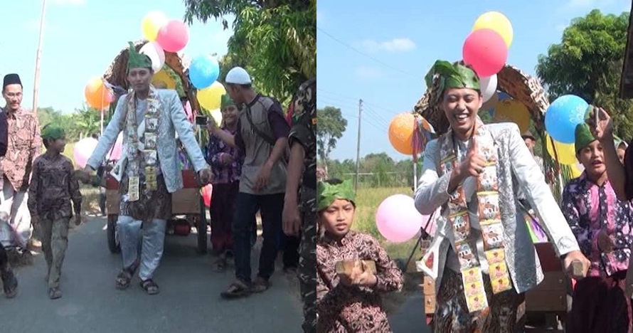 Bukan pakai mobil mewah, pengantin ini justru minta naik gerobak