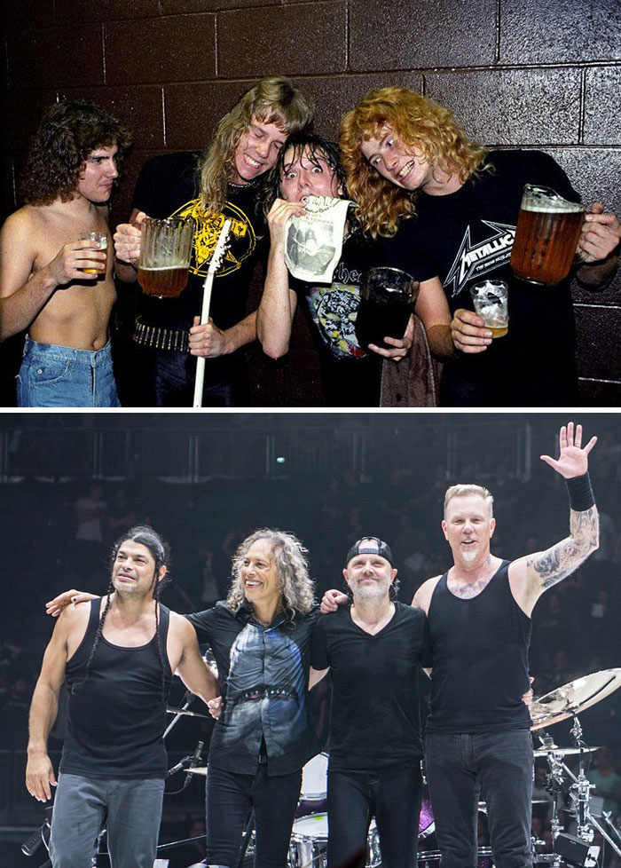Foto perubahan 9 band legendaris dunia saat debut dan sekarang