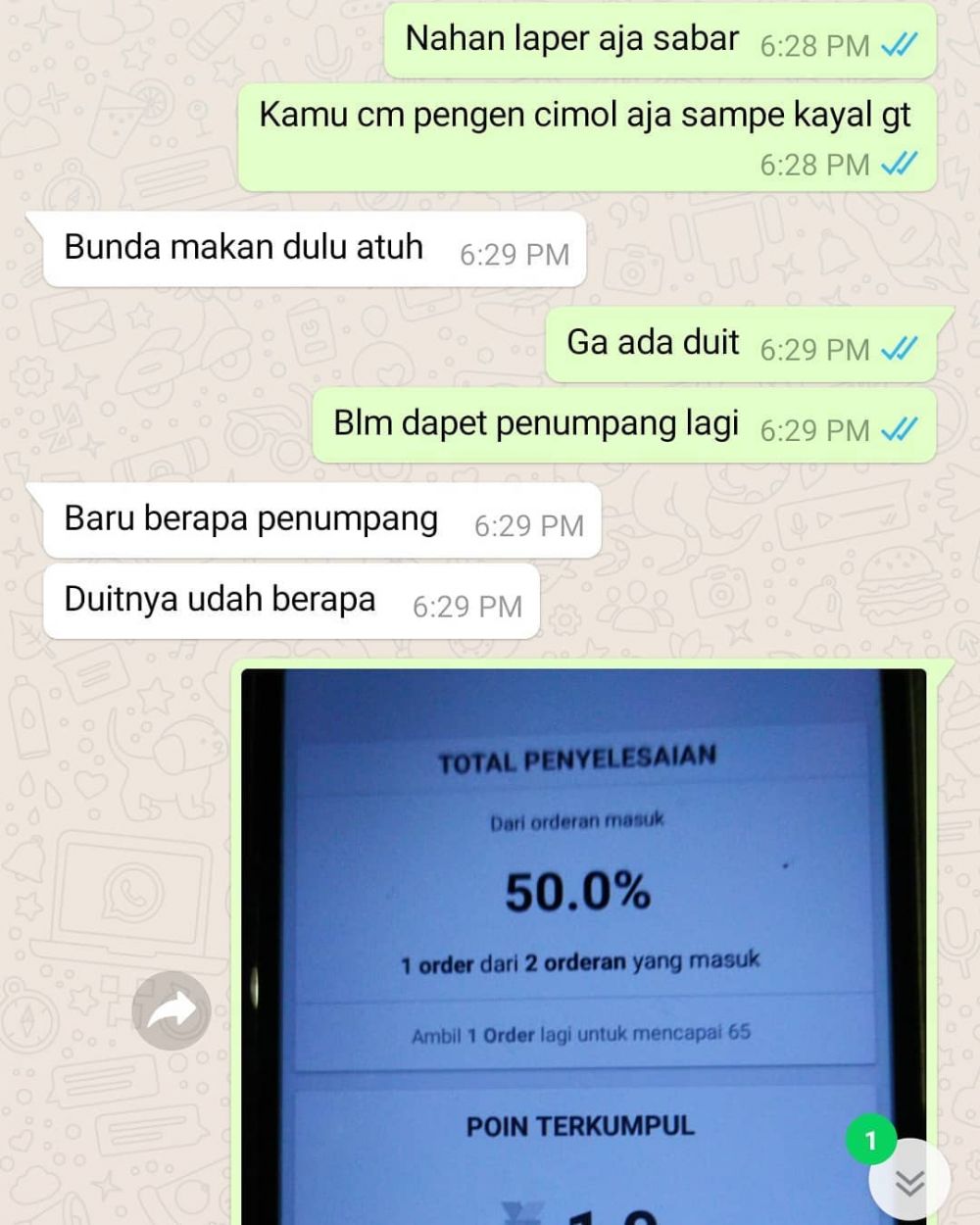 Chat driver ojek online sama anaknya ini haru, curhat sepi order