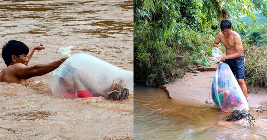 Aksi pria bantu anak-anak seberangi sungai saat ke sekolah ini unik