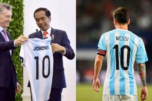  Momen Jokowi dapat jersey 'Lionel Messi' dari Presiden Argentina
