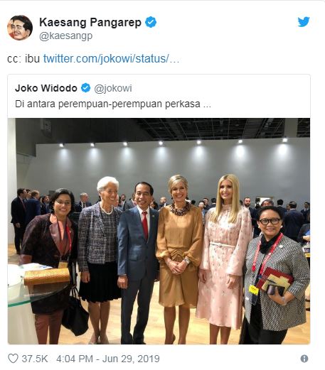 Cuitan lucu Kaesang tanggapi foto Jokowi bareng 5 wanita