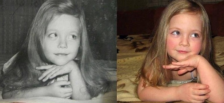 10 Pose foto beda masa orangtua vs anak ini bak fotokopi, mirip!