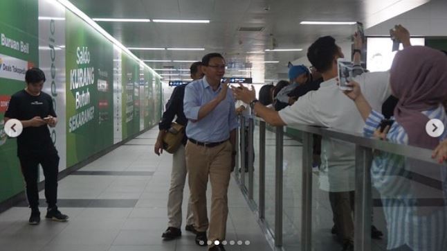 Basuki Tjahaja Purnama jajal MRT, sambutan riuh warga menghampiri