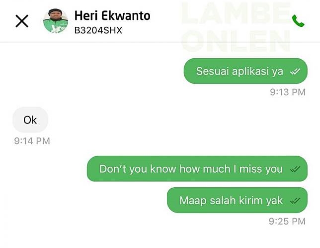 10 Chat lucu pelanggan ojek online pakai Bahasa Inggris ini kocak
