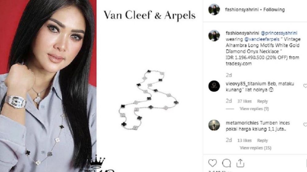 Terlihat simpel, kalung Syahrini ini harganya Rp 1,1 miliar
