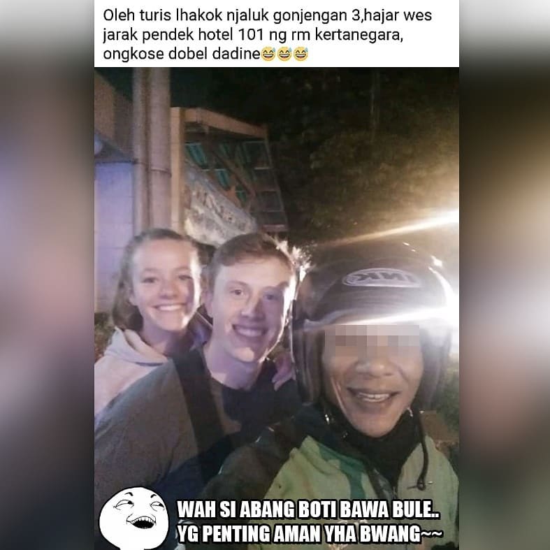 10 Curhat lucu driver ojek online habis antar bule ini kocak abis