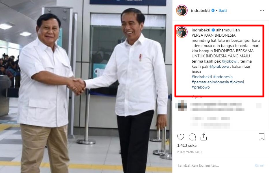 Respons 6 seleb usai pertemuan Jokowi-Prabowo, bikin adem