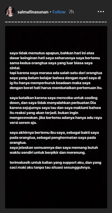 Salmafina ungkap alasannya batal bertemu dengan sang ayah