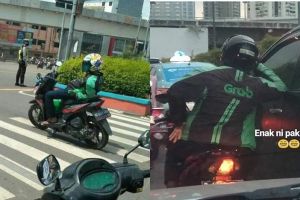 8 Aksi driver ojek online di lampu merah, santai kayak di pantai