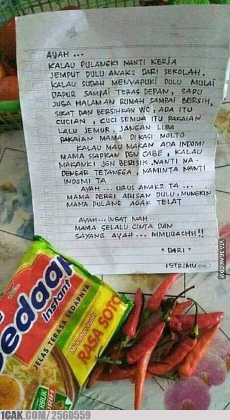 10 Surat dari istri untuk suami ini bikin geleng kepala