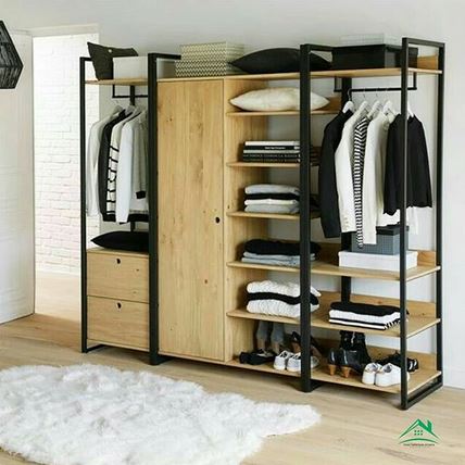 20 Desain lemari pakaian tanpa pintu, semuanya modern dan simpel