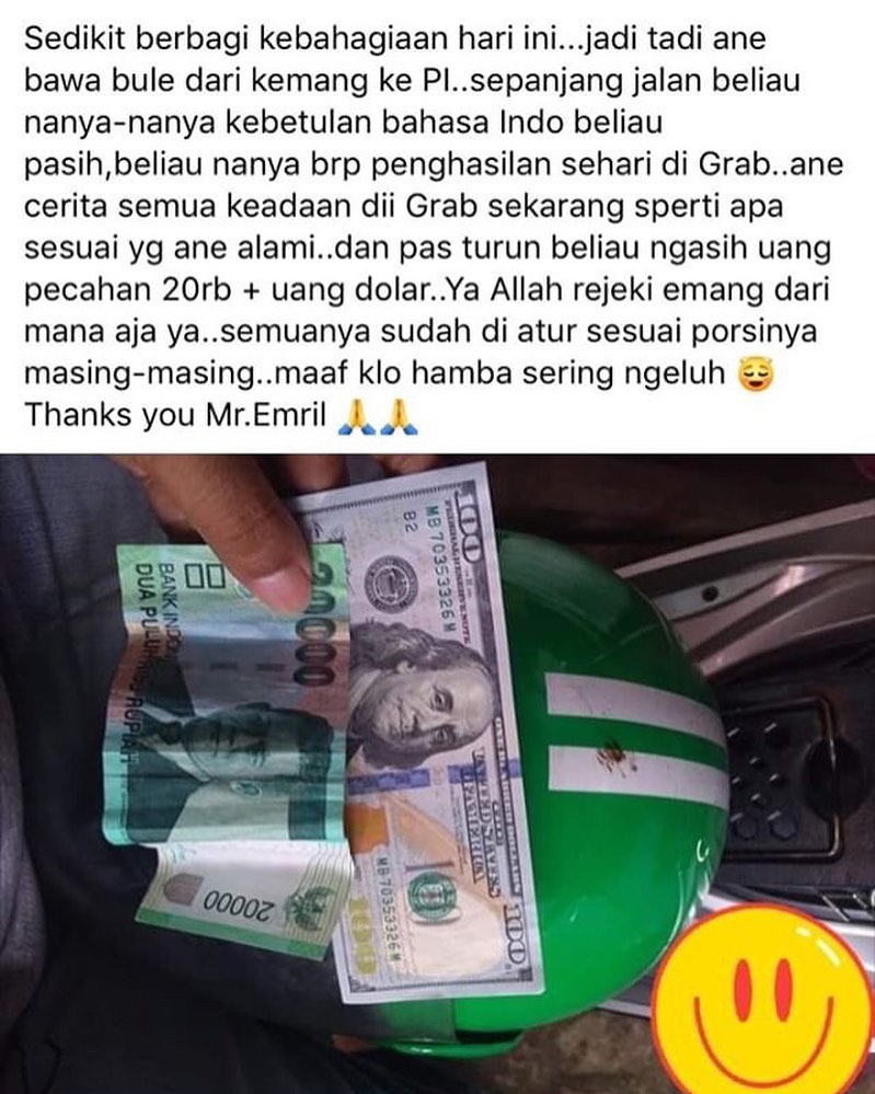 7 Curhat driver ojek online dibayar mata uang asing