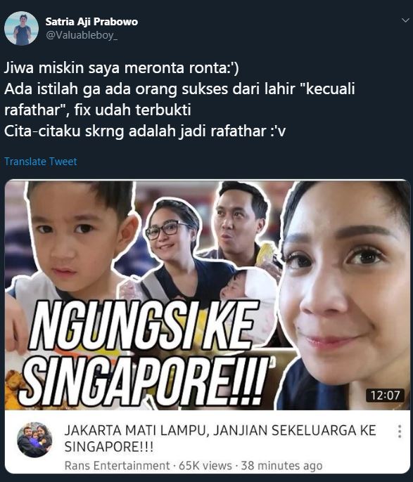 Rafathar ngungsi ke Singapura, 10 reaksi warganet ini kocak abis