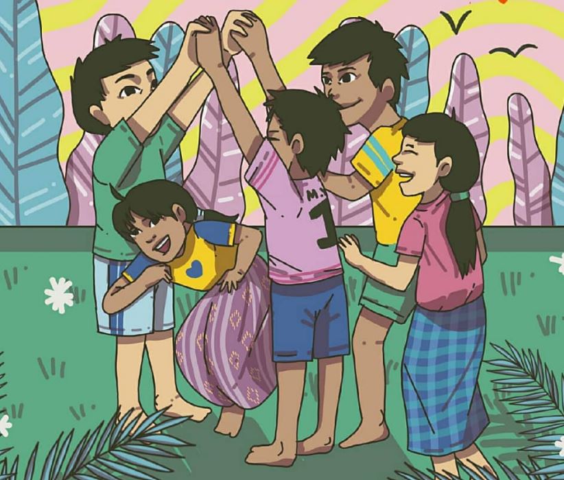 10 Ilustrasi permainan anak bikin ingat indahnya masa kecil - Gambar Kartun Permainan Tradisional Ular Naga