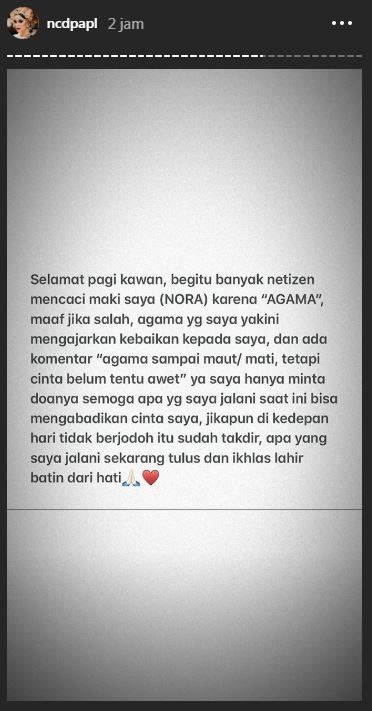 Jelang menikah dengan Jerinx, Nora jawab kabar soal pindah agama