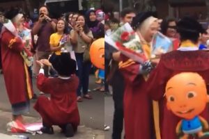 Viral pria lamar kekasihnya saat wisuda, momennya bikin baper