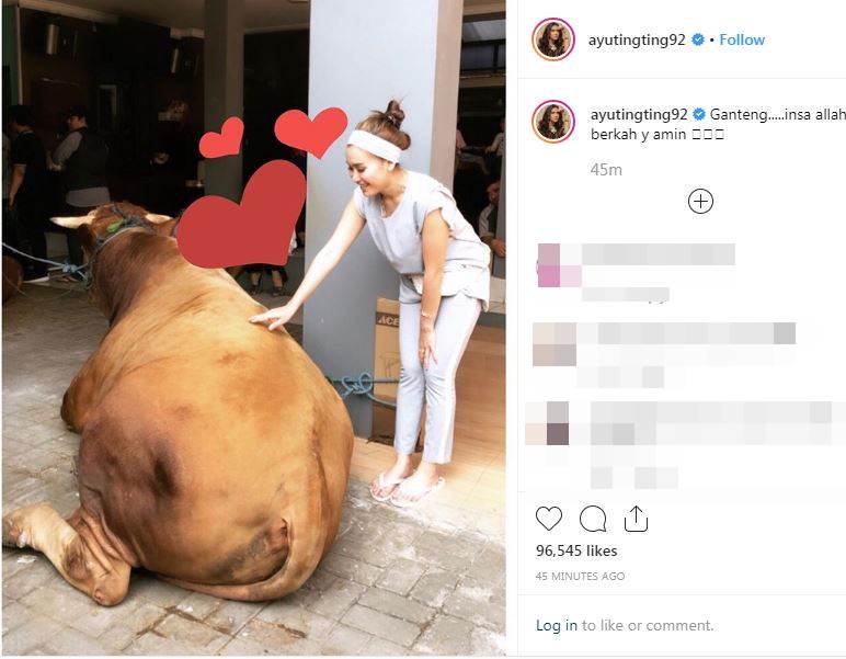 Gaya 8 Seleb narsis bareng hewan kurban, Ayu Ting Ting jadi sorotan