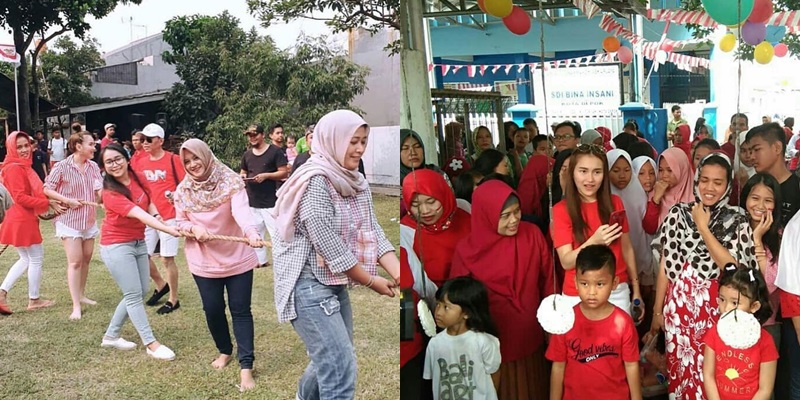 Momen Ayu Ting Ting joget bareng warga di acara 17-an kampung