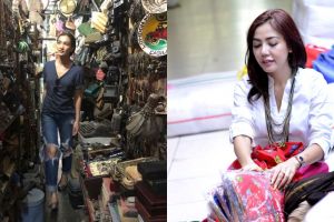 Gaya glamor 9 seleb belanja di pasar, cetar pakai barang branded