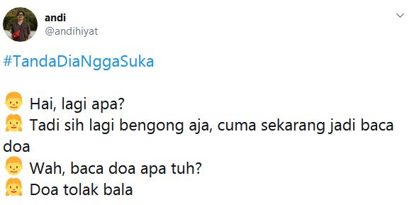 10 Cuitan lucu #TandaDiaNggaSuka ini ujungnya bikin galau