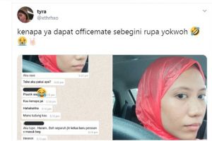 Lupa bawa hijab, wanita ini pakai kantong kresek buat tutup aurat
