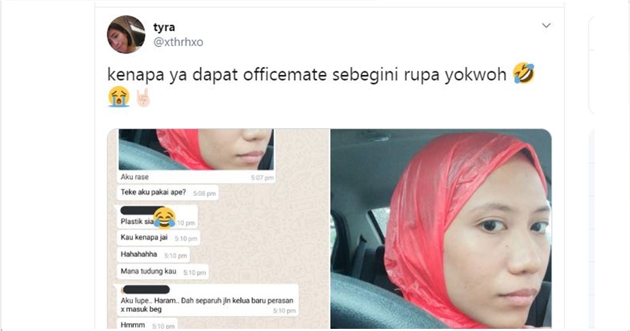 Lupa bawa hijab, wanita ini pakai kantong kresek buat tutup aurat