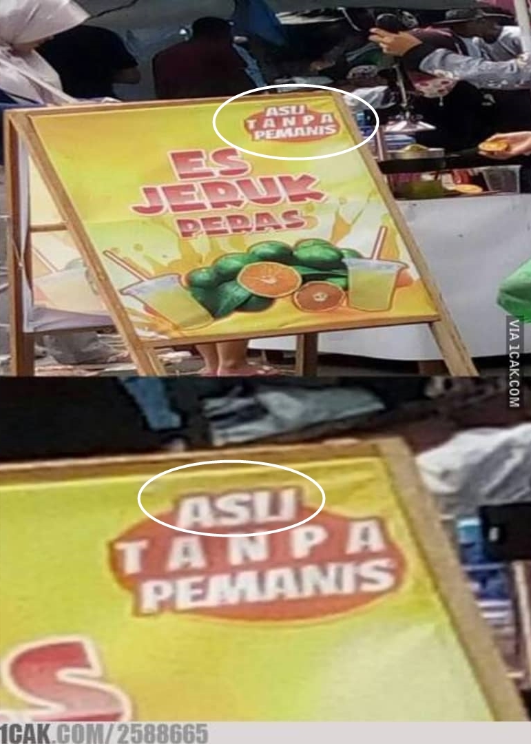Salah pilih font, 10 slogan pedagang ini jadi absurd abis