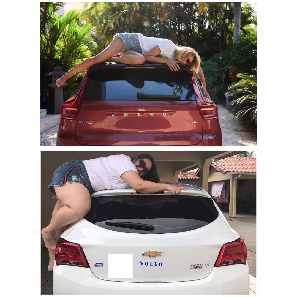 11 Potret cewek tambun saat tirukan pose model ini bikin ngakak