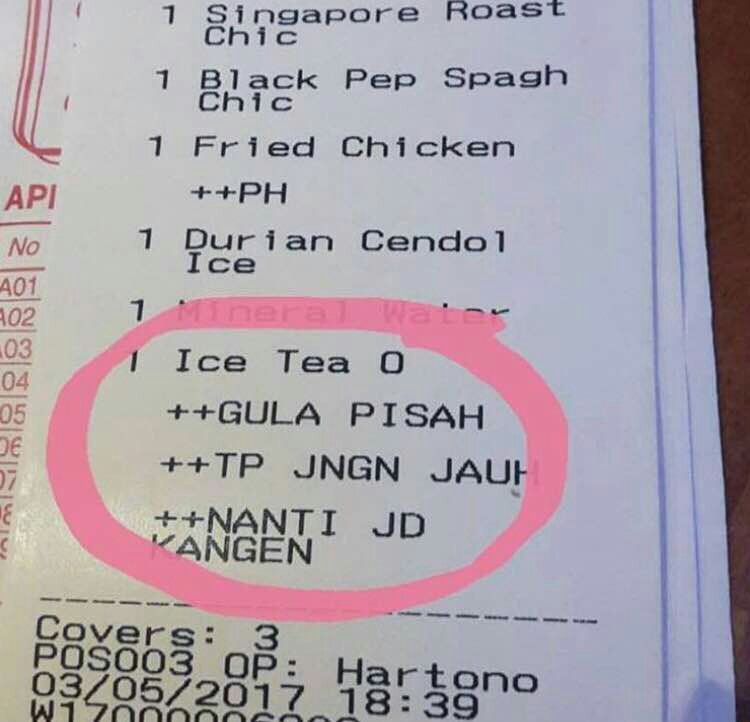 10 Pesan tersembunyi di nota makanan ini bikin pembeli tepuk jidat