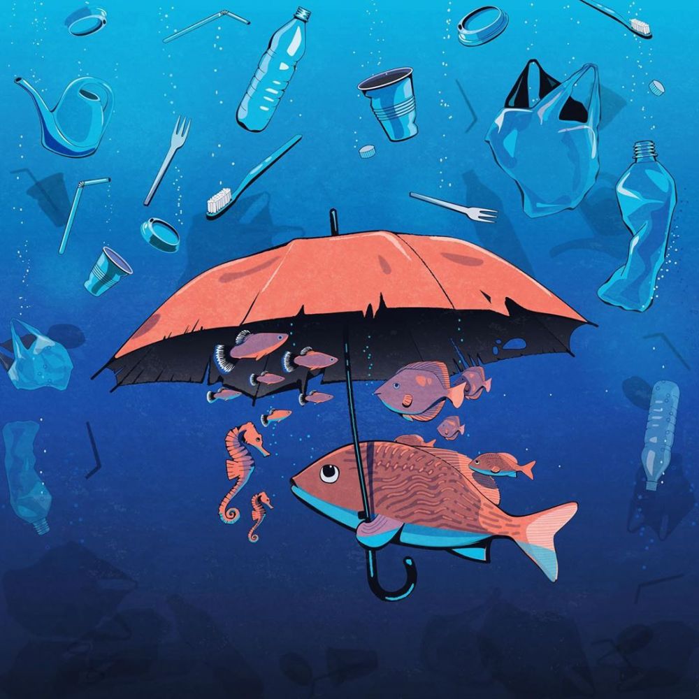 8 Ilustrasi ini sindir kebiasaan buang sampah di laut, bikin miri