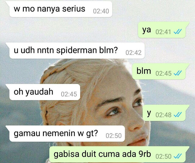 10 Chat lucu cowok nolak halus cewek ini bikin senyum getir