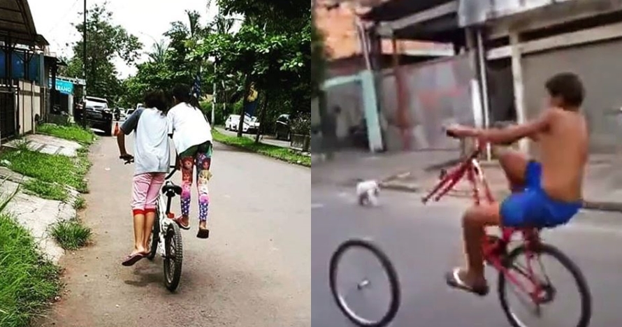 7 Kelakuan lucu anak kecil saat main sepeda ini gereget abis