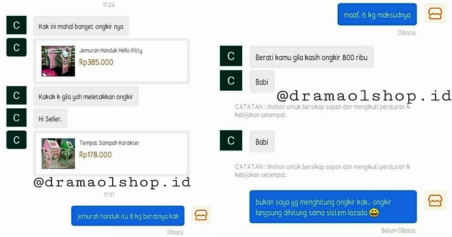 10 Chat soal ongkos kirim online shop ini bikin penjual harus sabar