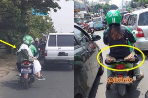 10 Gaya duduk pelanggan ojek online waktu dibonceng driver ini kocak