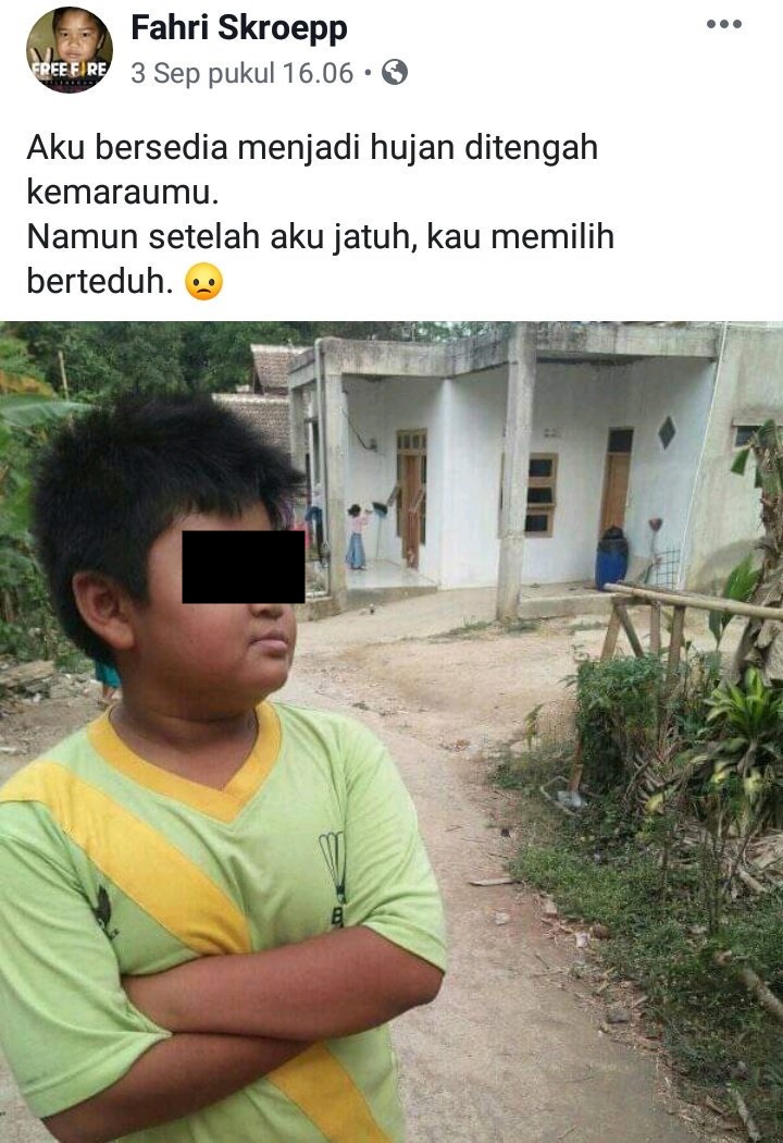 10 Status galau Fahri Skroepp, bocah sadboy yang lagi viral