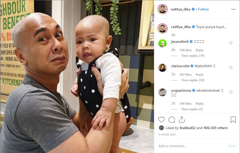 Editan wajah tertukar Raditya Dika dan sang putri, potretnya kocak